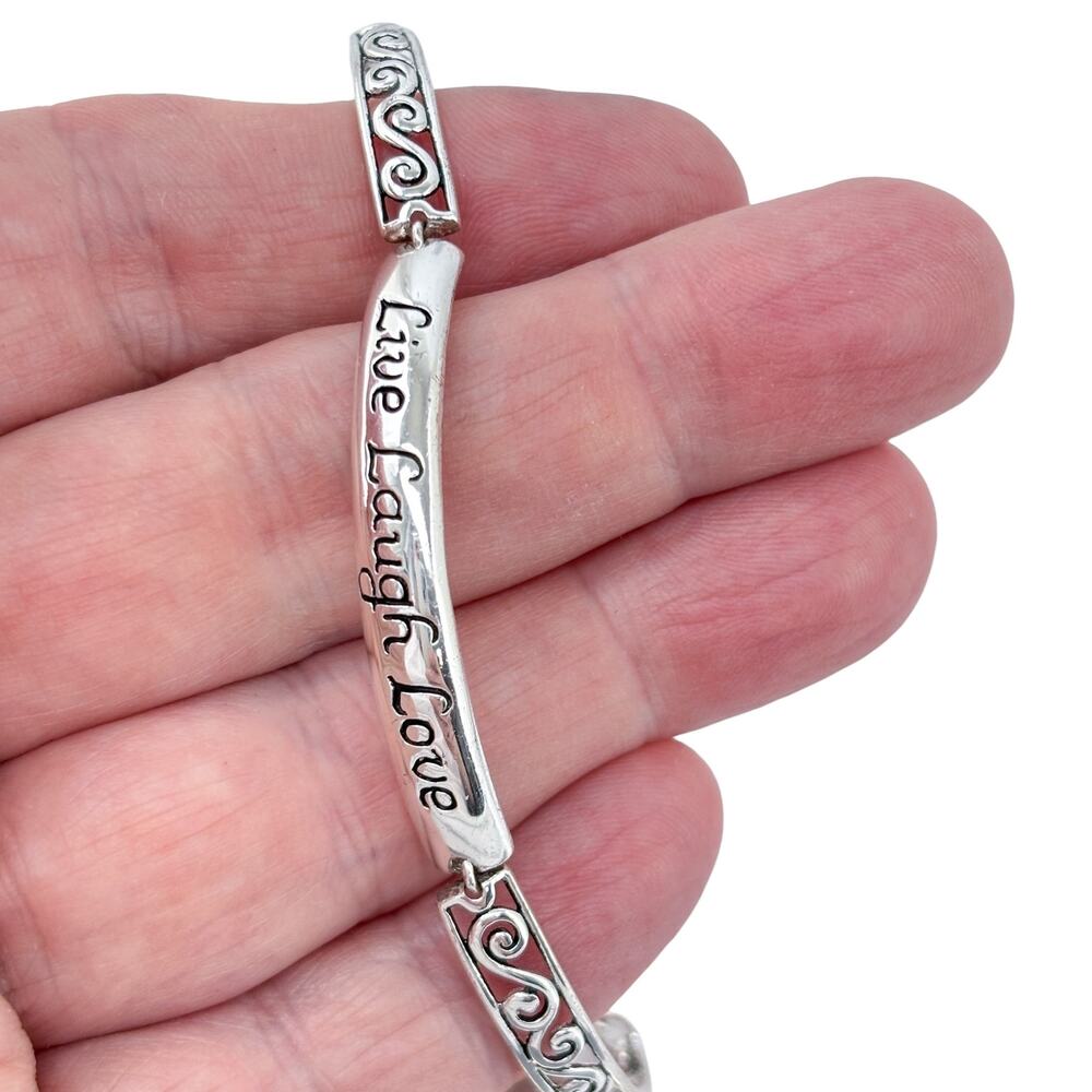 Vintage Sterling Silver 925 Live Laugh Love Bracelet 8"